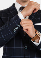 Prince Deep Navy Windowpane Suit - SARTORO303
