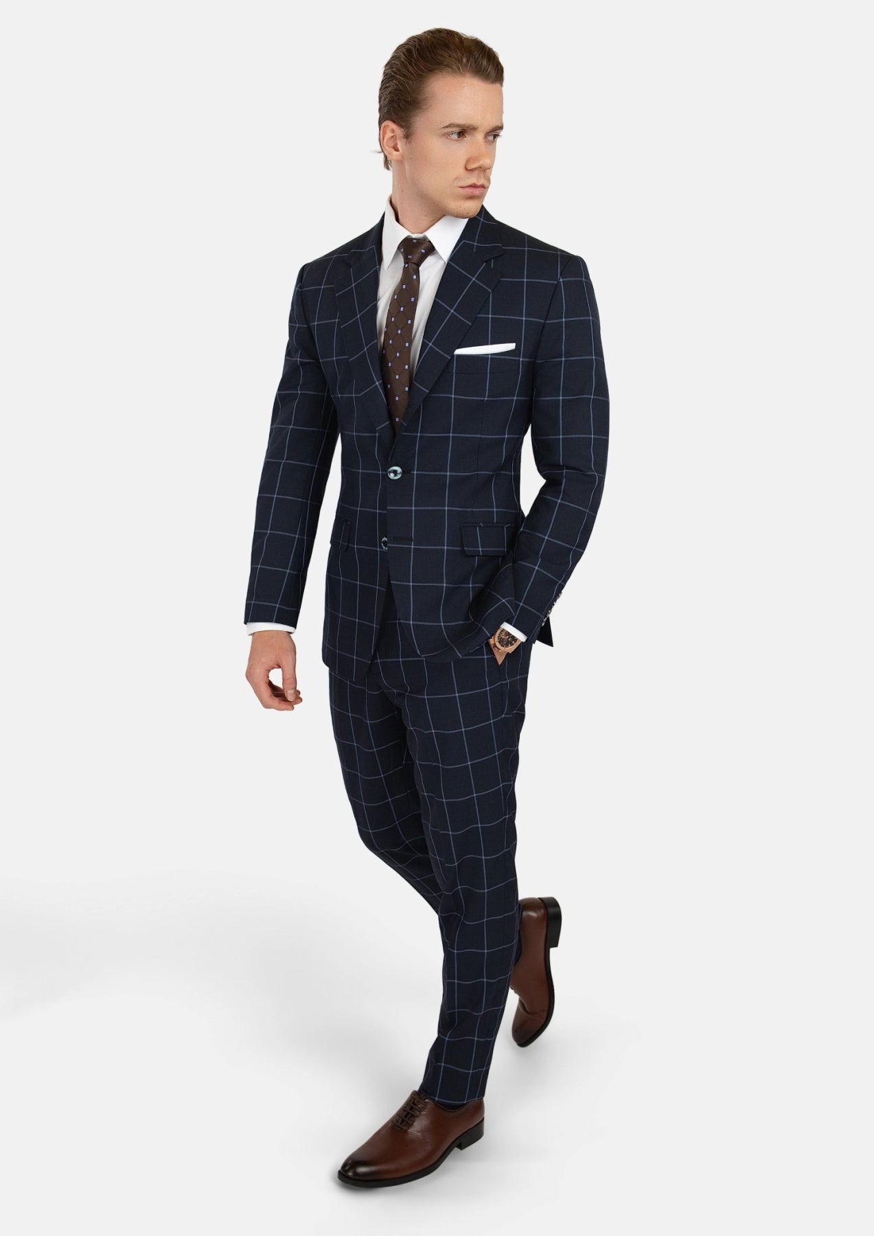 Prince Deep Navy Windowpane Suit - SARTORO