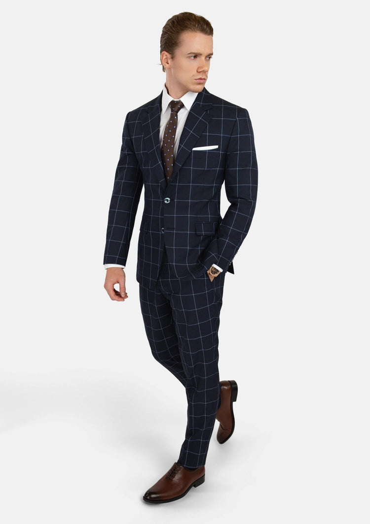 Prince Deep Navy Windowpane Suit - SARTORO844