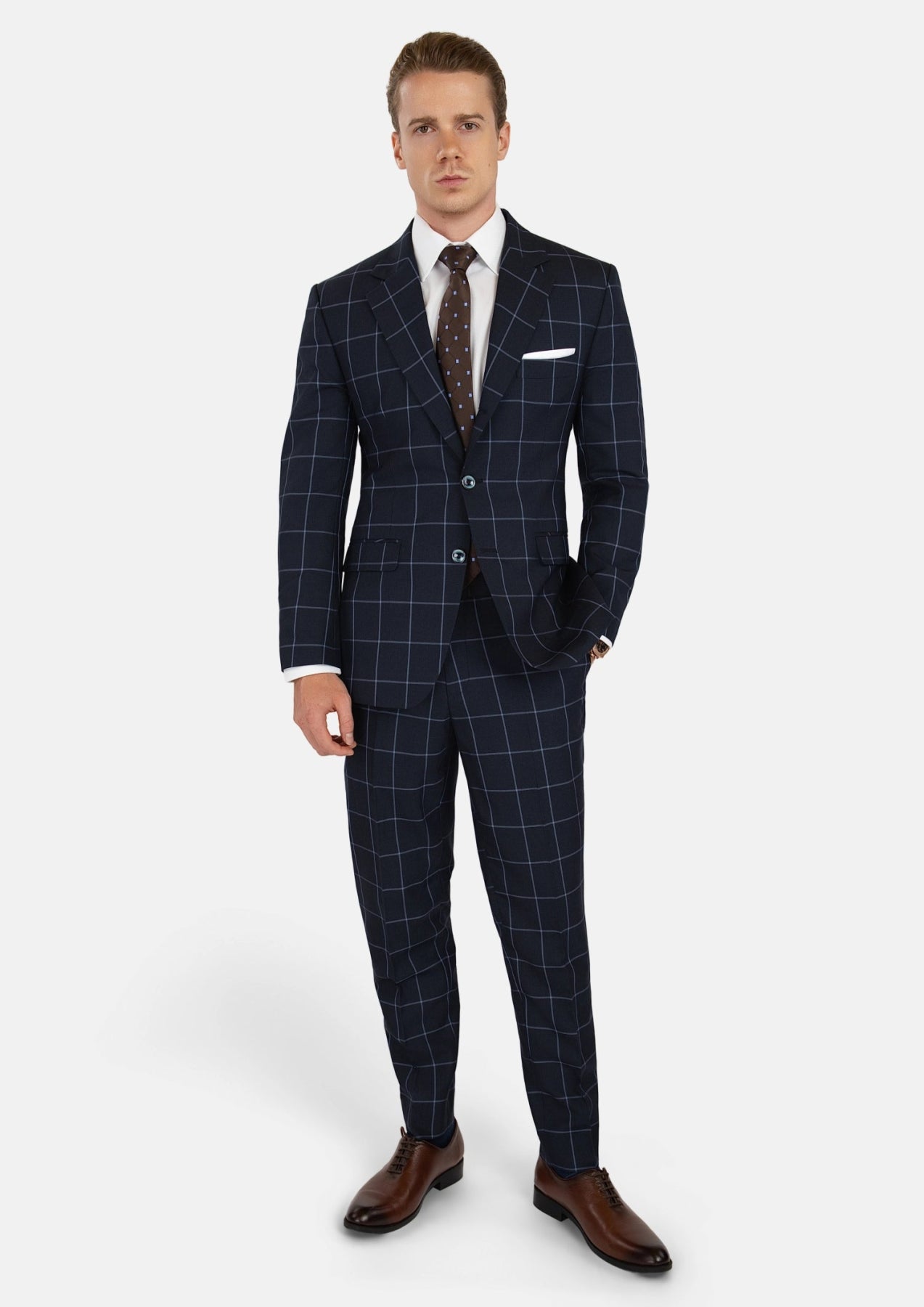 Prince Deep Navy Windowpane Suit - SARTORO