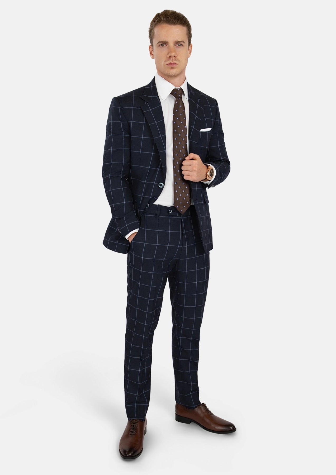 Prince Deep Navy Windowpane Suit - SARTORO