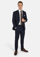 Prince Deep Navy Windowpane Suit - SARTORO175