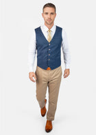 Prussian Blue Pinstripe Vest - SARTORO673