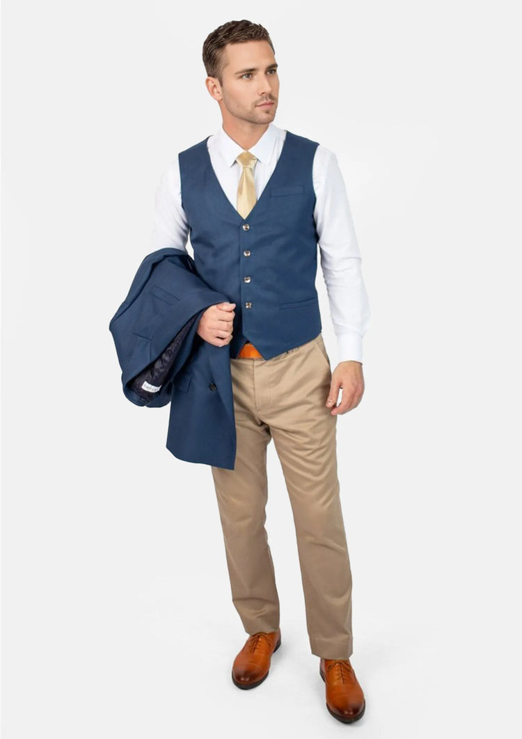 Prussian Blue Pinstripe Vest - SARTORO447