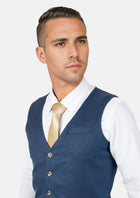 Prussian Blue Pinstripe Vest - SARTORO959