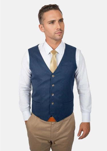 Prussian Blue Pinstripe Vest - SARTORO