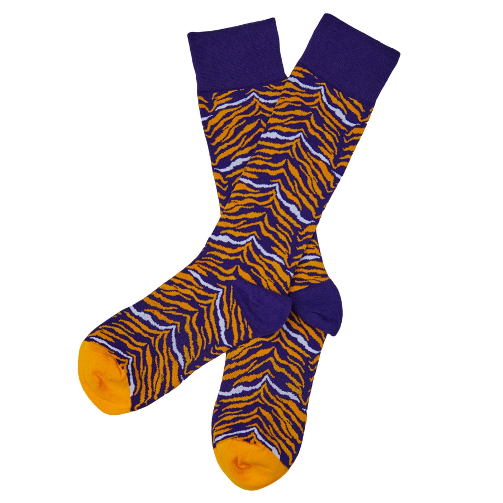 Purple and Gold Tiger Stripe Dress Socks356