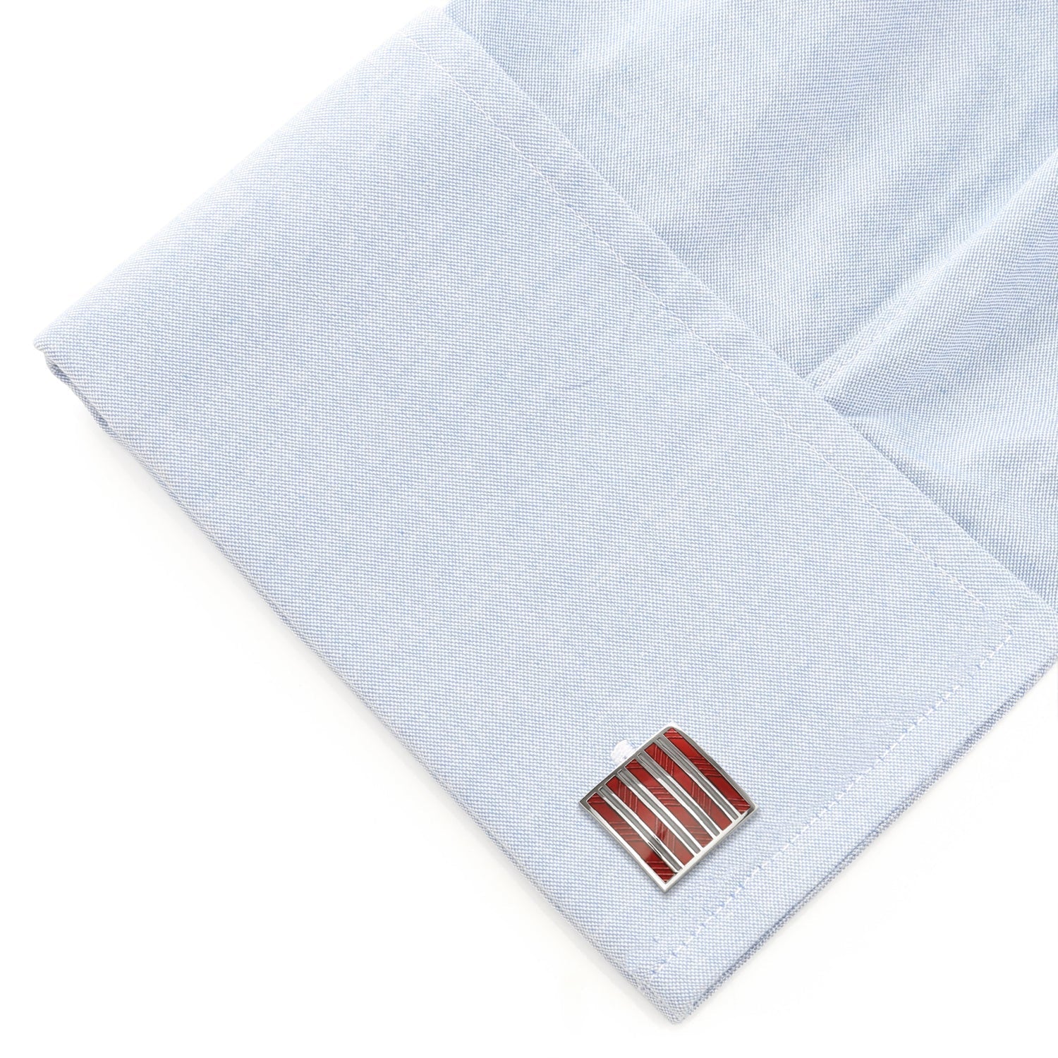 Red and Gray Striped Square Cufflinks - SARTORO254
