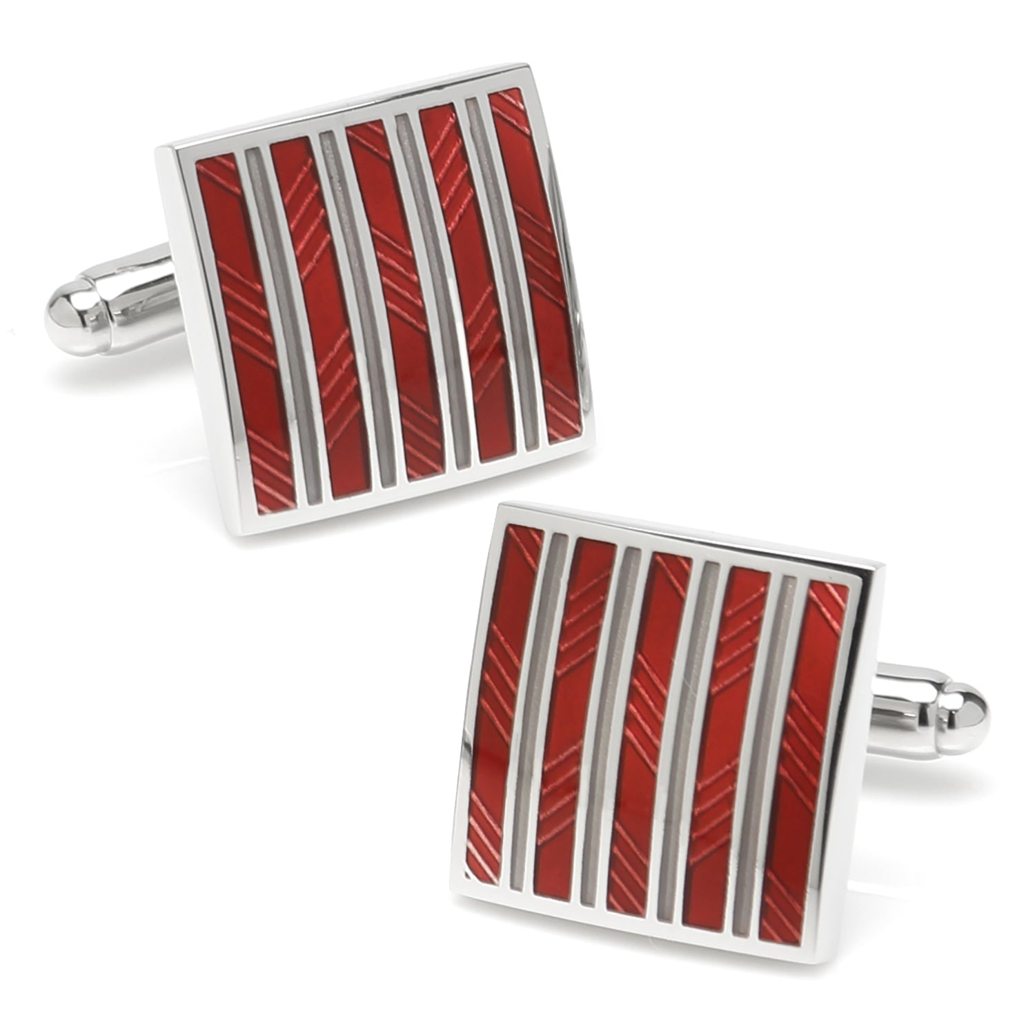 Red and Gray Striped Square Cufflinks259