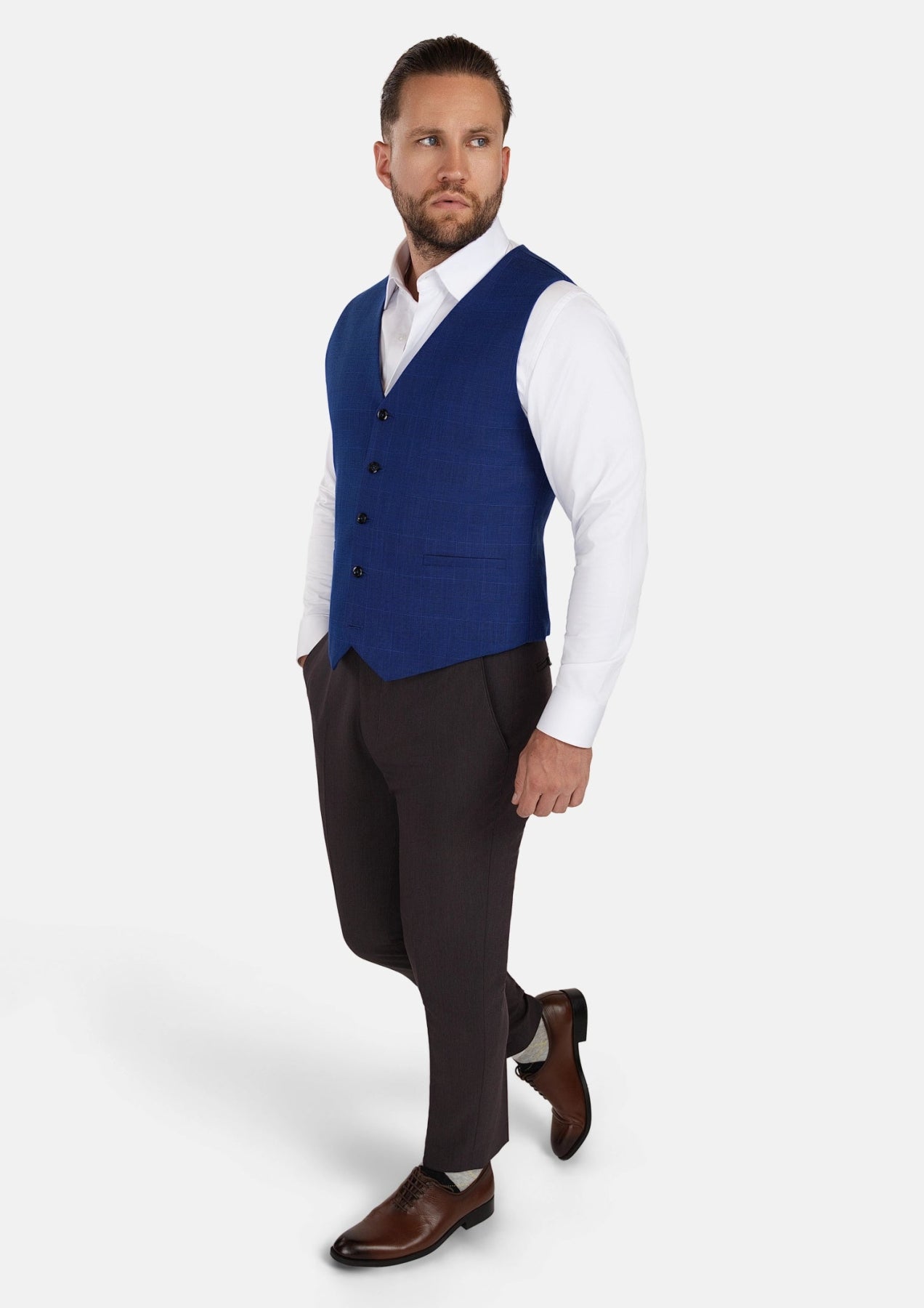 Regal Blue Windowpane Vest - SARTORO71