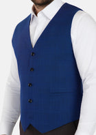 Regal Blue Windowpane Vest - SARTORO374