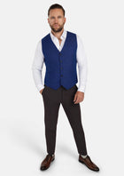 Regal Blue Windowpane Vest - SARTORO474