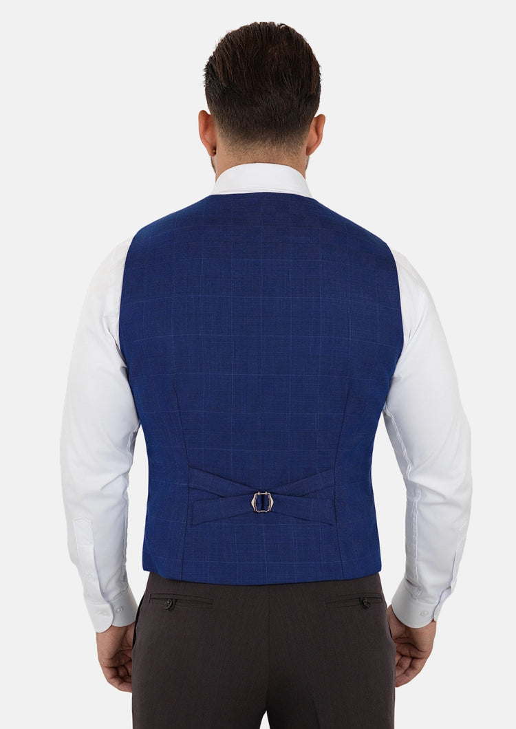 Regal Blue Windowpane Vest - SARTORO155