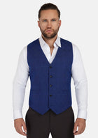 Regal Blue Windowpane Vest - SARTORO561