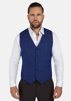 Regal Blue Windowpane Vest - SARTORO