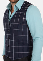 Regal Navy Windowpane Vest - SARTORO391