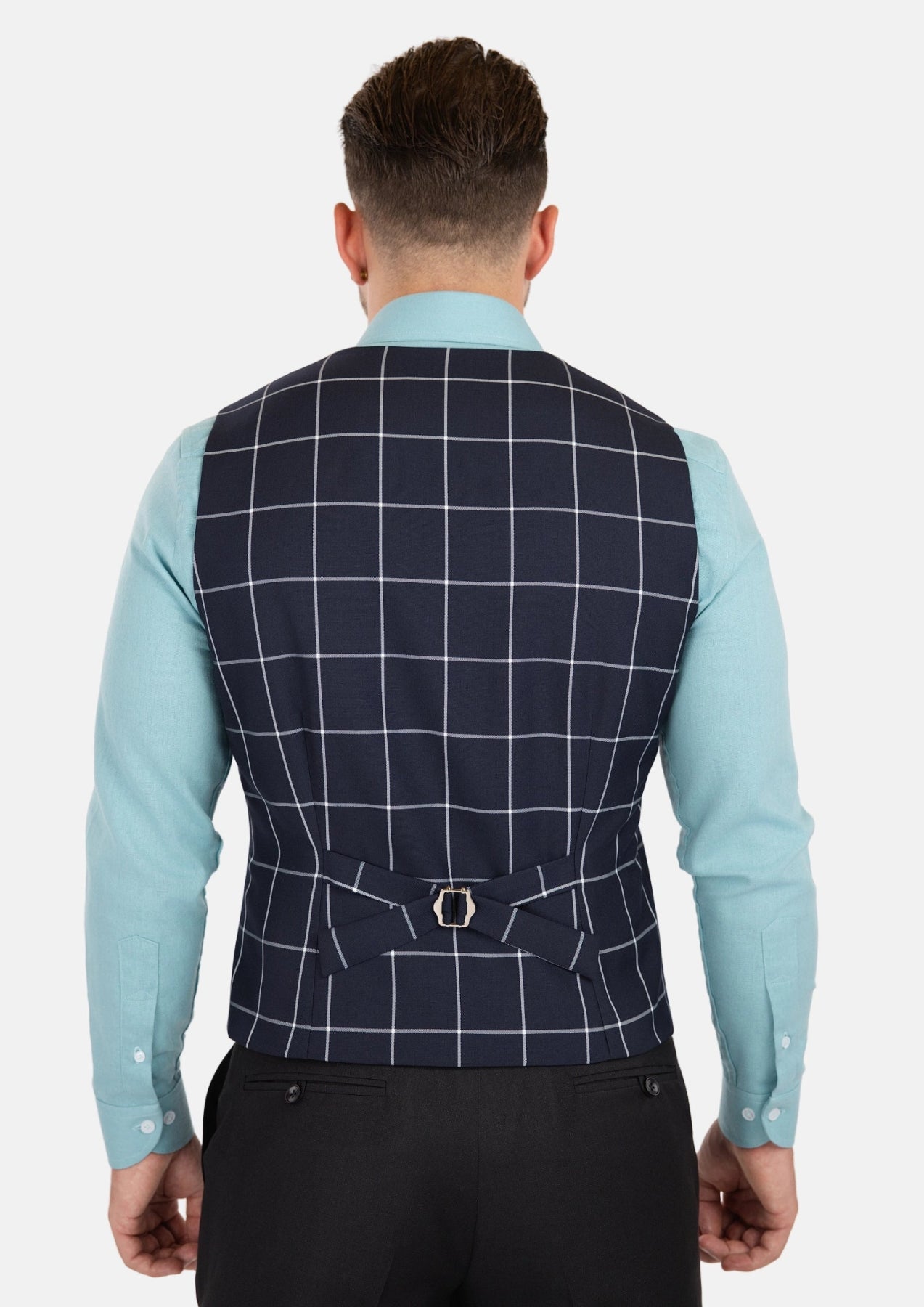 Regal Navy Windowpane Vest - SARTORO998