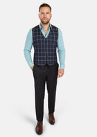 Regal Navy Windowpane Vest - SARTORO819