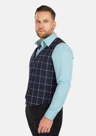 Regal Navy Windowpane Vest - SARTORO709