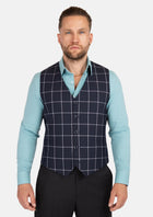 Regal Navy Windowpane Vest - SARTORO861