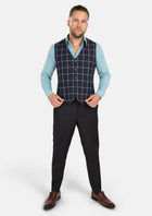 Regal Navy Windowpane Vest - SARTORO790