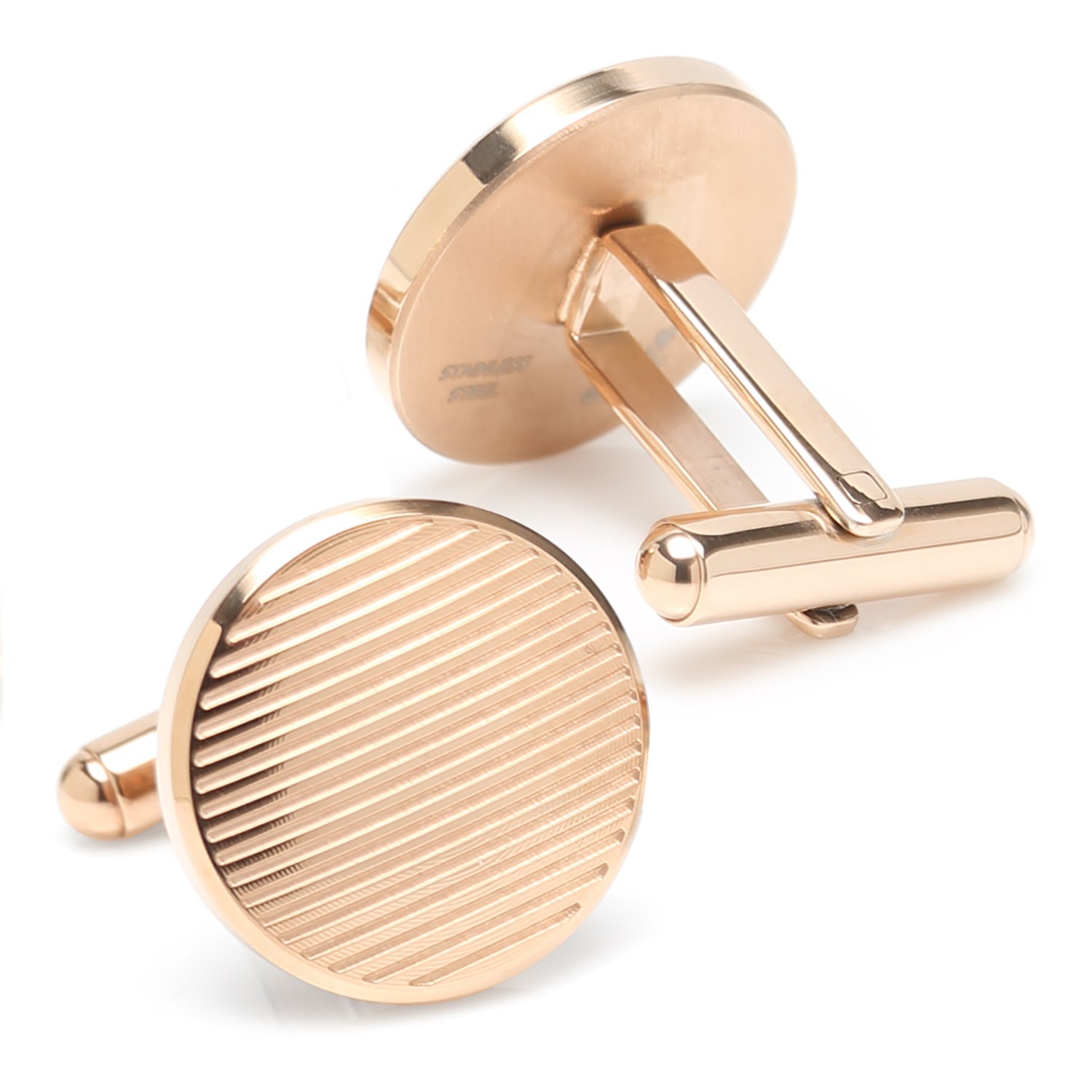 Rose Gold Line Stainless Steel Cufflinks - SARTORO178