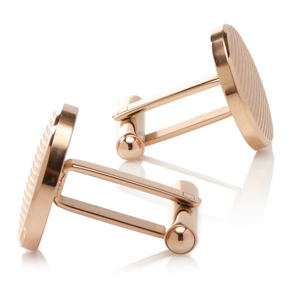 Rose Gold Line Stainless Steel Cufflinks - SARTORO15