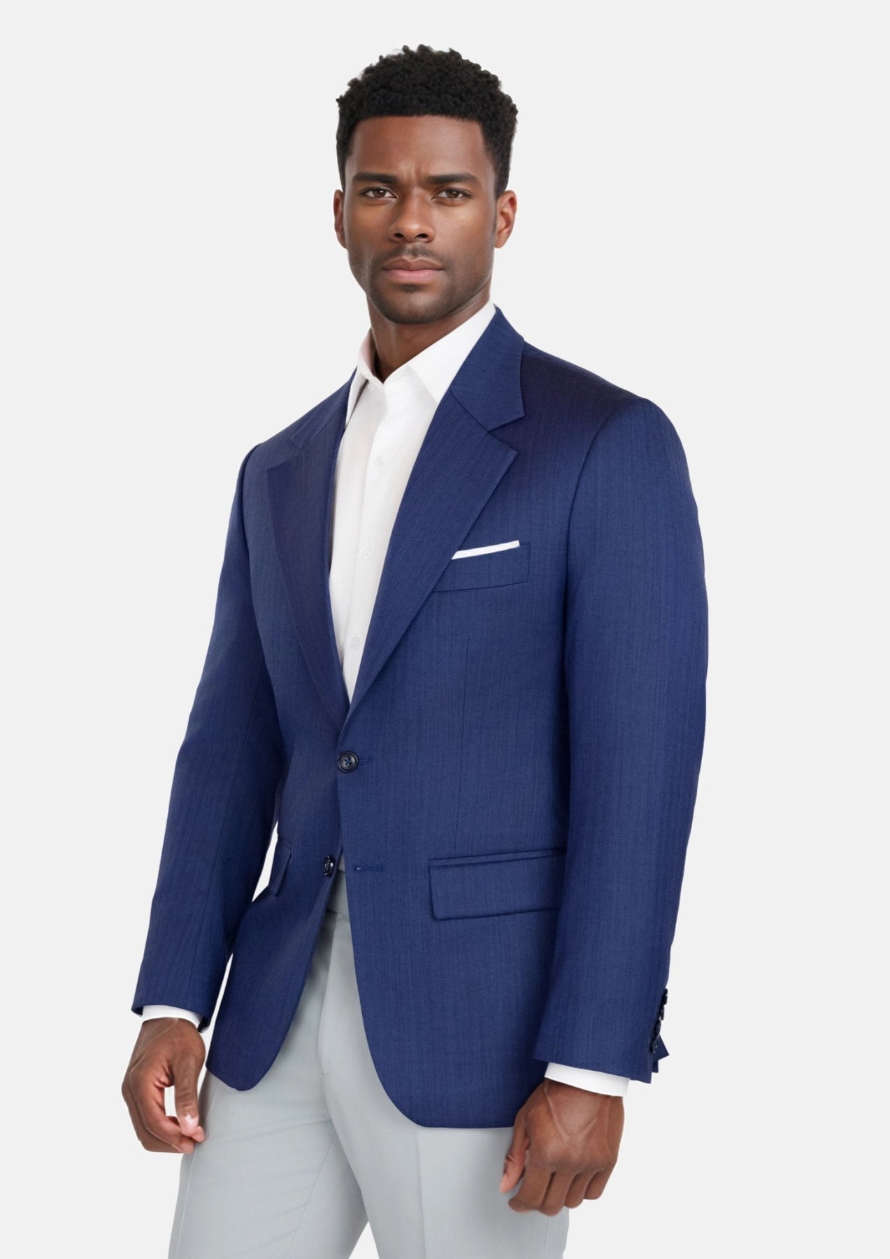 Royal Blue Herringbone Ellis Jacket - SARTORO