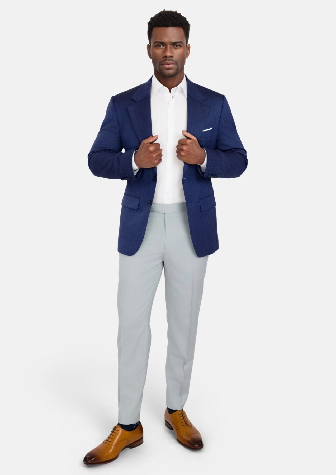 Royal Blue Herringbone Ellis Jacket - SARTORO
