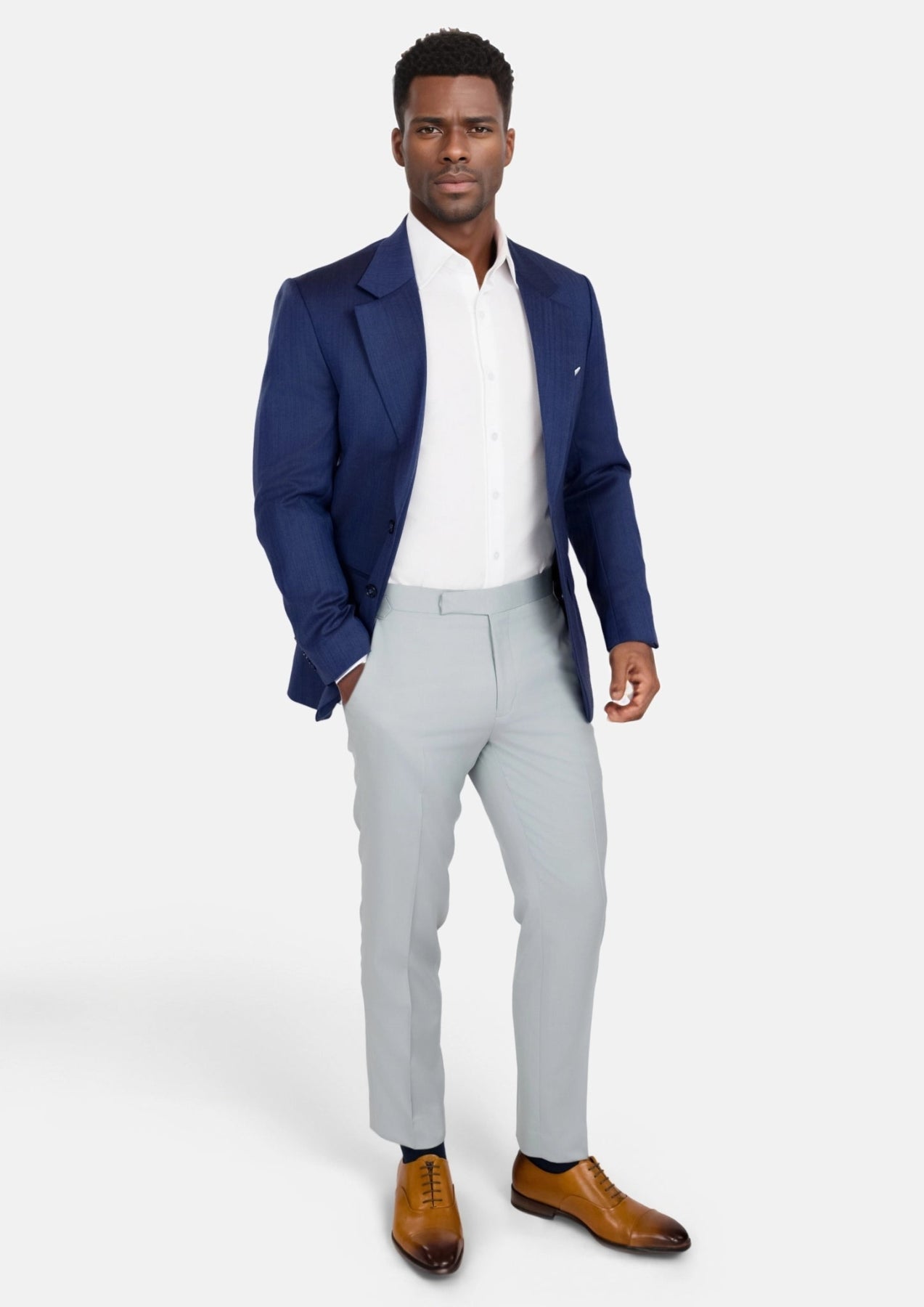 Royal Blue Herringbone Ellis Jacket - SARTORO