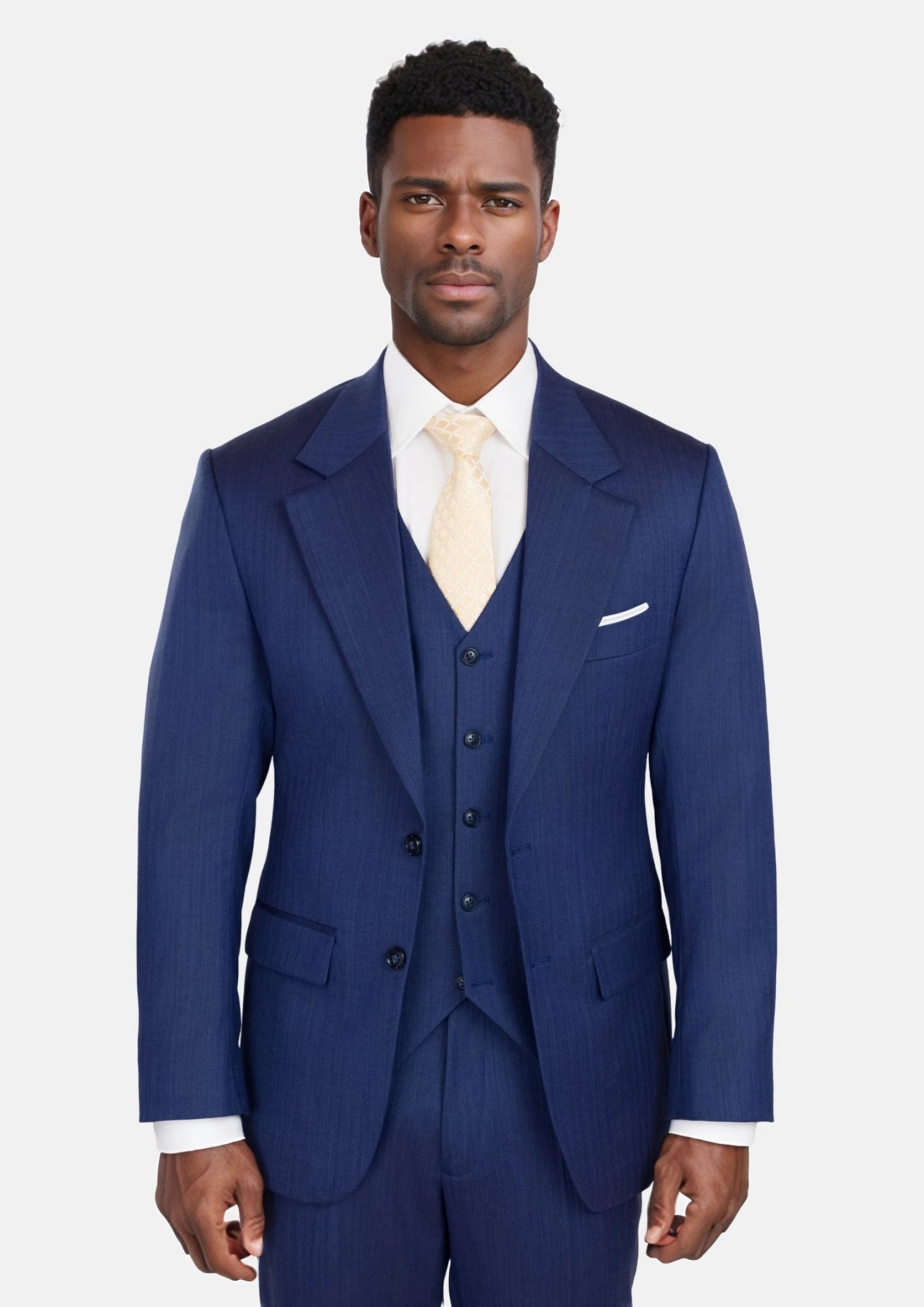 Royal Blue Herringbone Ellis Suit - SARTORO