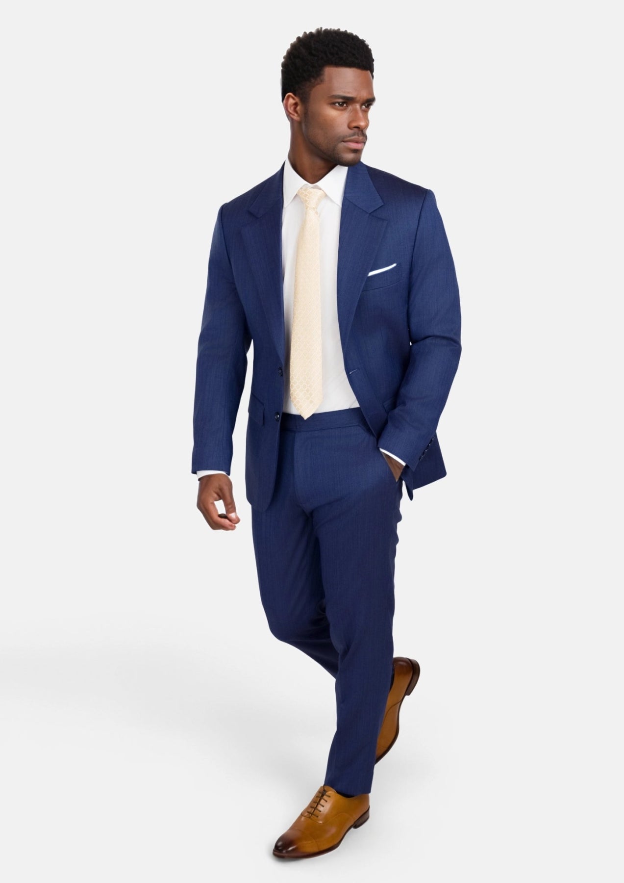 Royal Blue Herringbone Ellis Suit - SARTORO