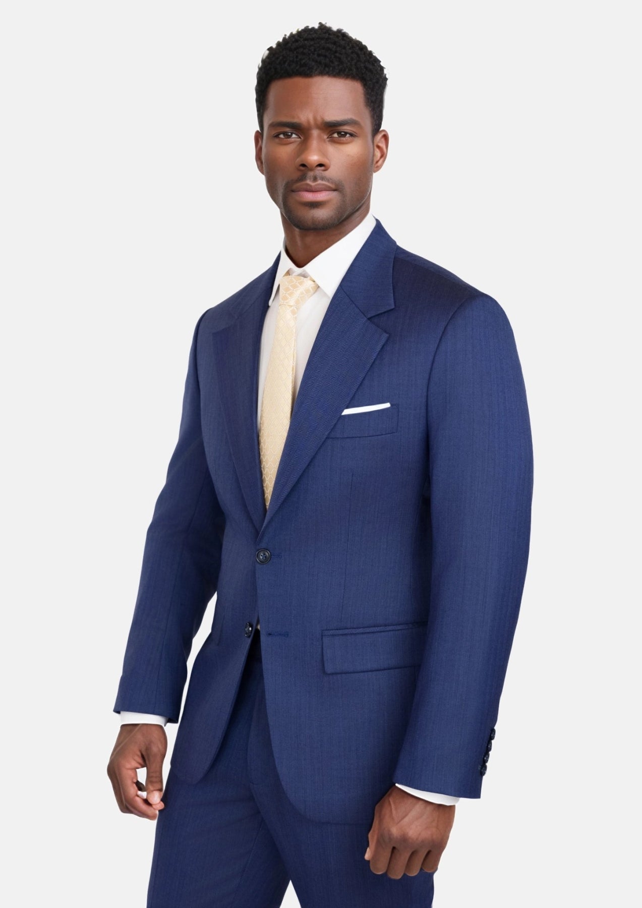 Royal Blue Herringbone Ellis Suit - SARTORO