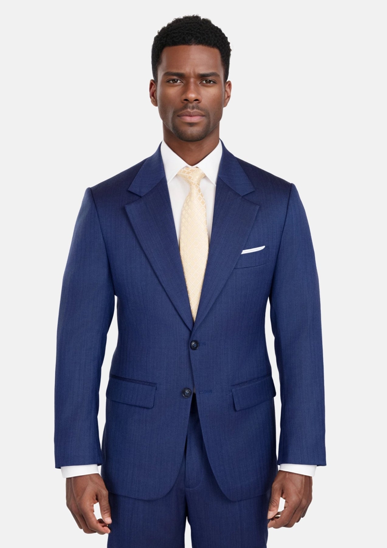 Royal Blue Herringbone Ellis Suit - SARTORO
