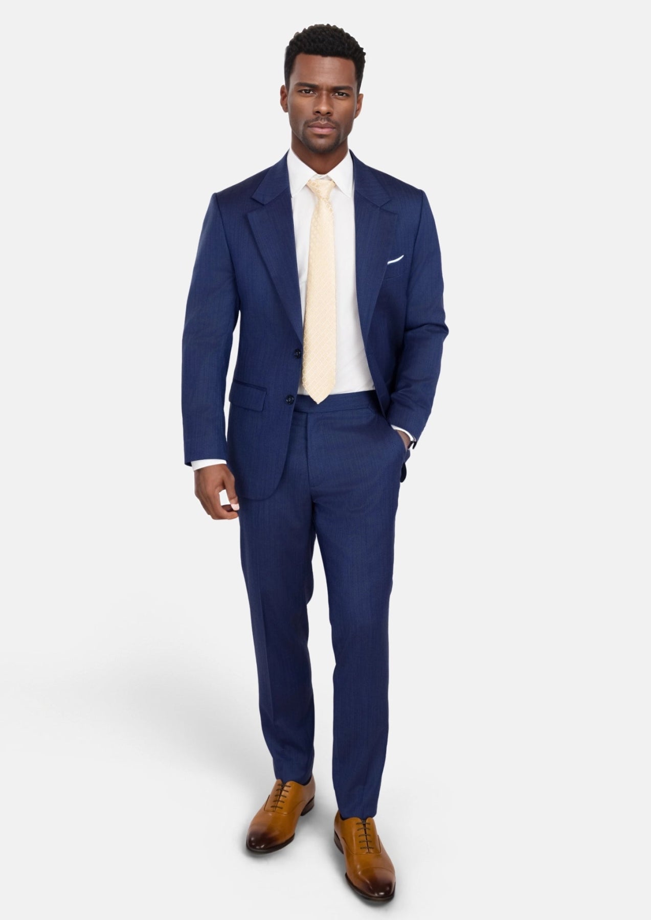 Royal Blue Herringbone Ellis Suit - SARTORO