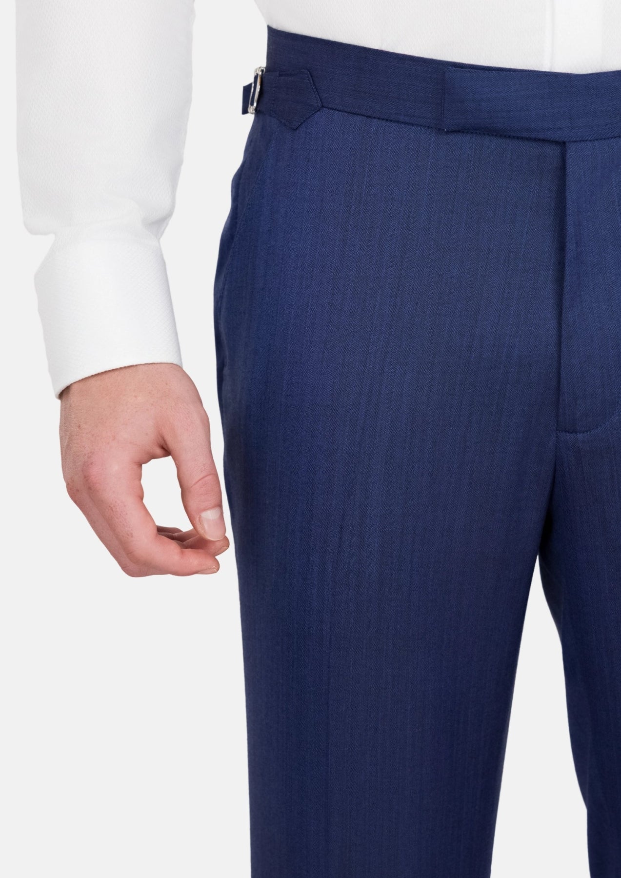 Royal Blue Herringbone Pants - SARTORO