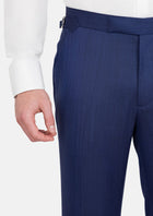 Royal Blue Herringbone Pants - SARTORO167