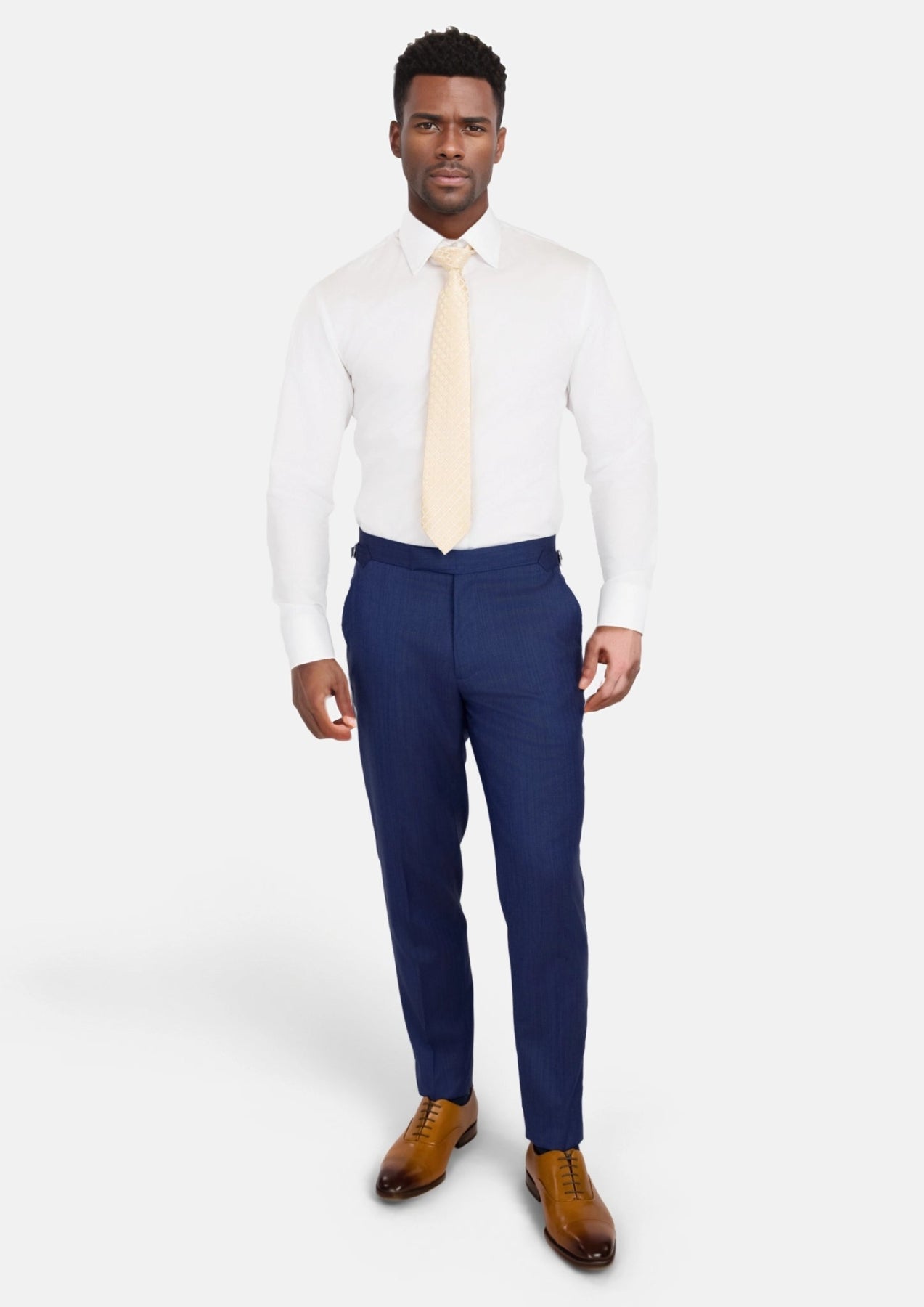 Royal Blue Herringbone Pants - SARTORO