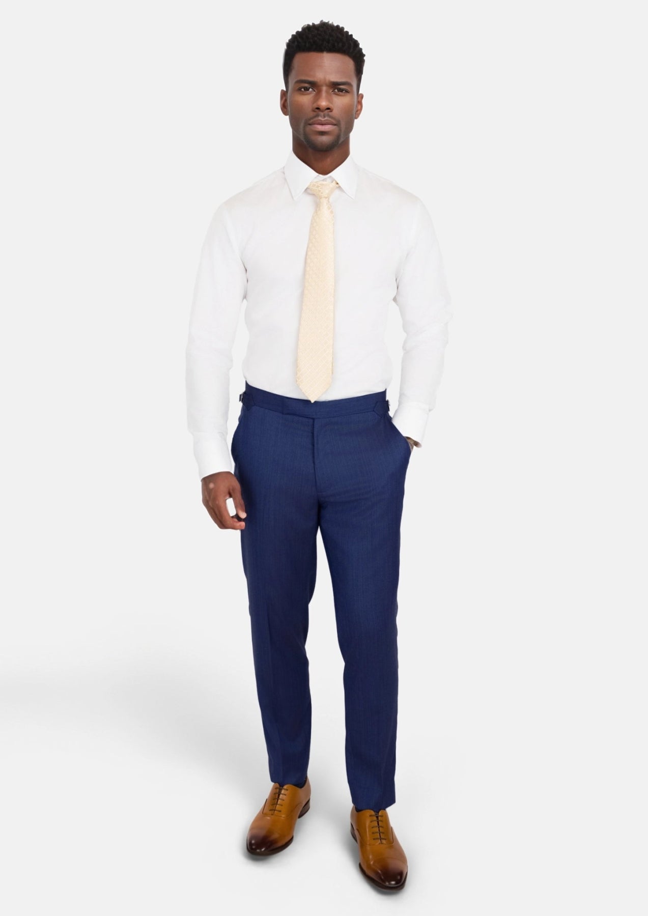 Royal Blue Herringbone Pants - SARTORO