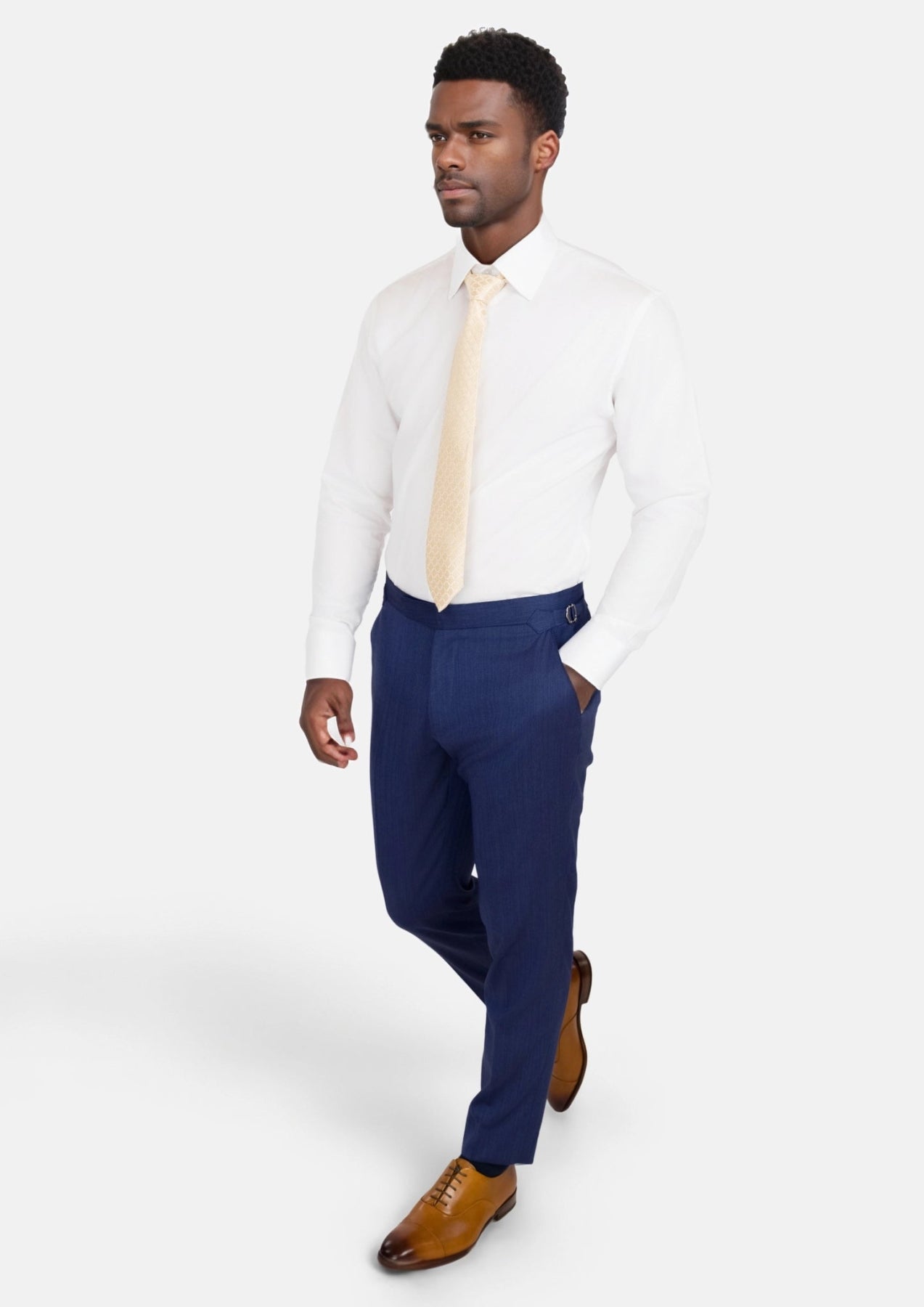 Royal Blue Herringbone Pants - SARTORO