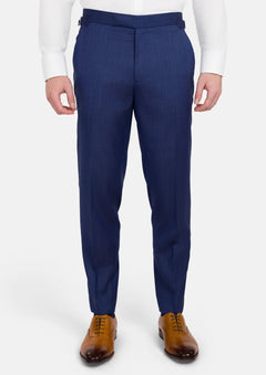 Royal Blue Herringbone Pants - SARTORO