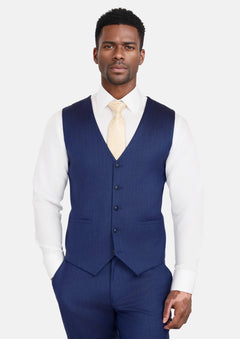 Royal Blue Herringbone Vest - SARTORO