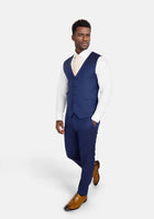 Royal Blue Herringbone Vest - SARTORO535