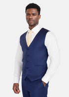 Royal Blue Herringbone Vest - SARTORO383