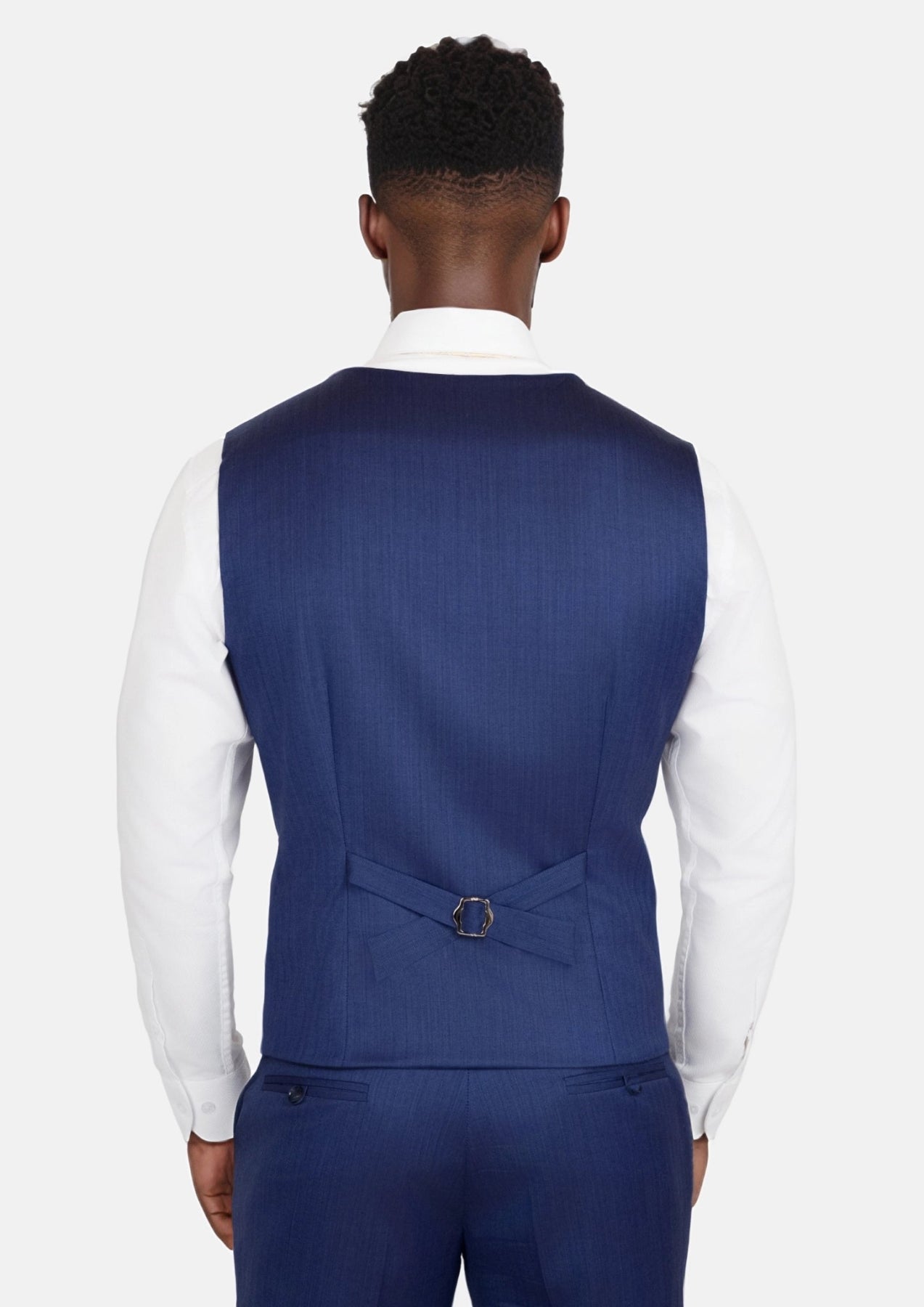 Royal Blue Herringbone Vest - SARTORO
