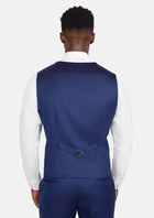 Royal Blue Herringbone Vest - SARTORO722