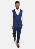 Royal Blue Herringbone Vest - SARTORO180