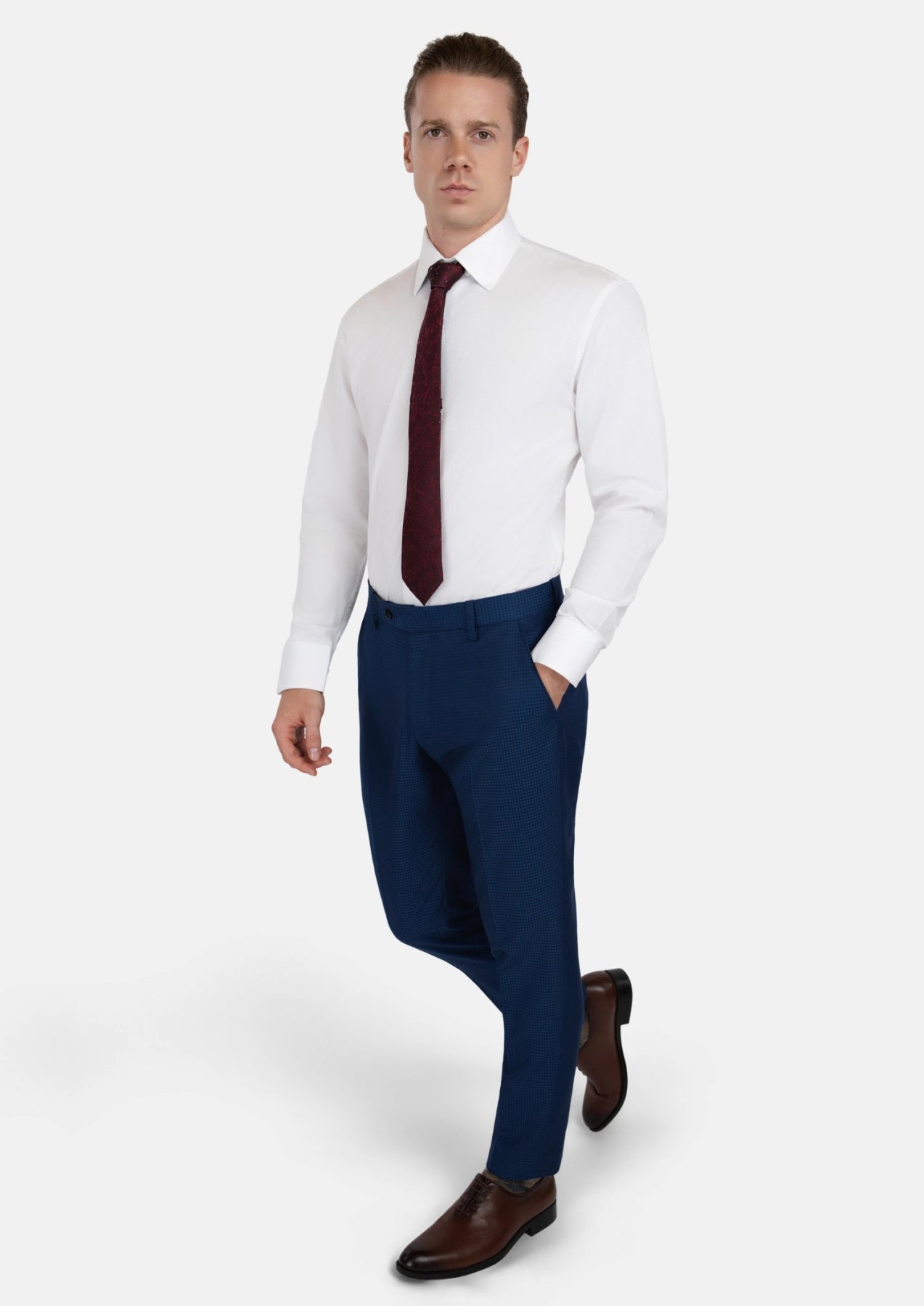 Royal Blue Microcheck Pants - SARTORO