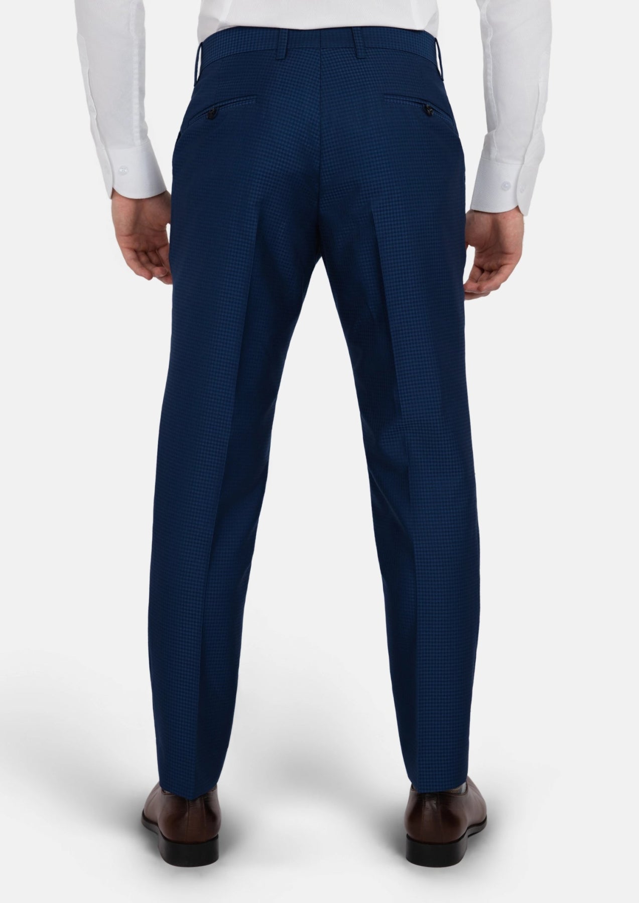 Royal Blue Microcheck Pants - SARTORO