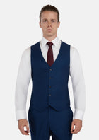 Royal Blue Microcheck Vest - SARTORO488